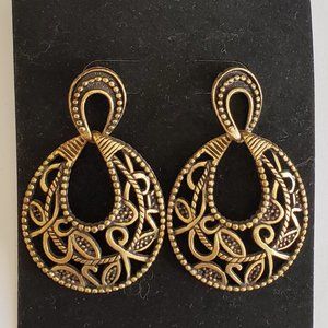 VINTAGE BRASS FILIGREE EARRINGS